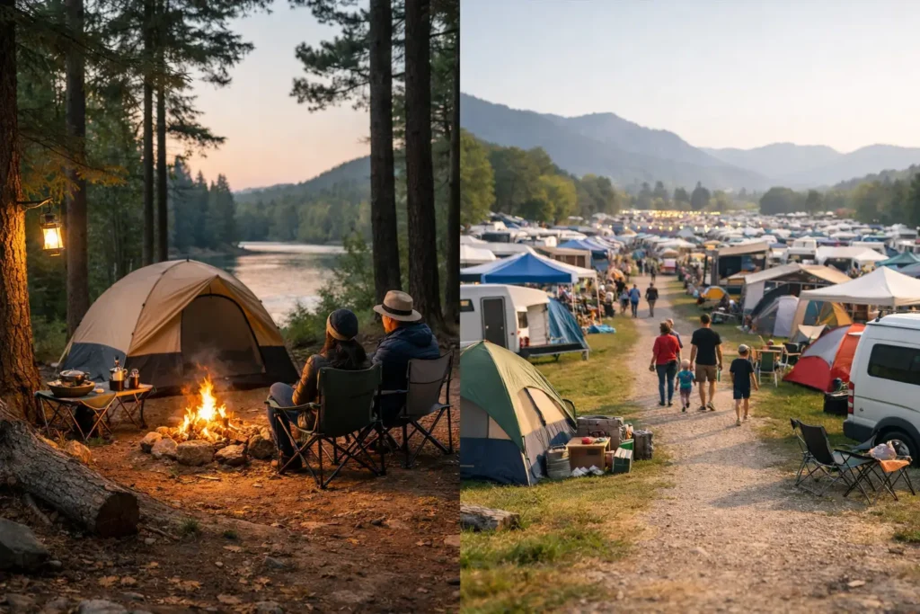 Camping pequeño vs camping grande: qué elegir