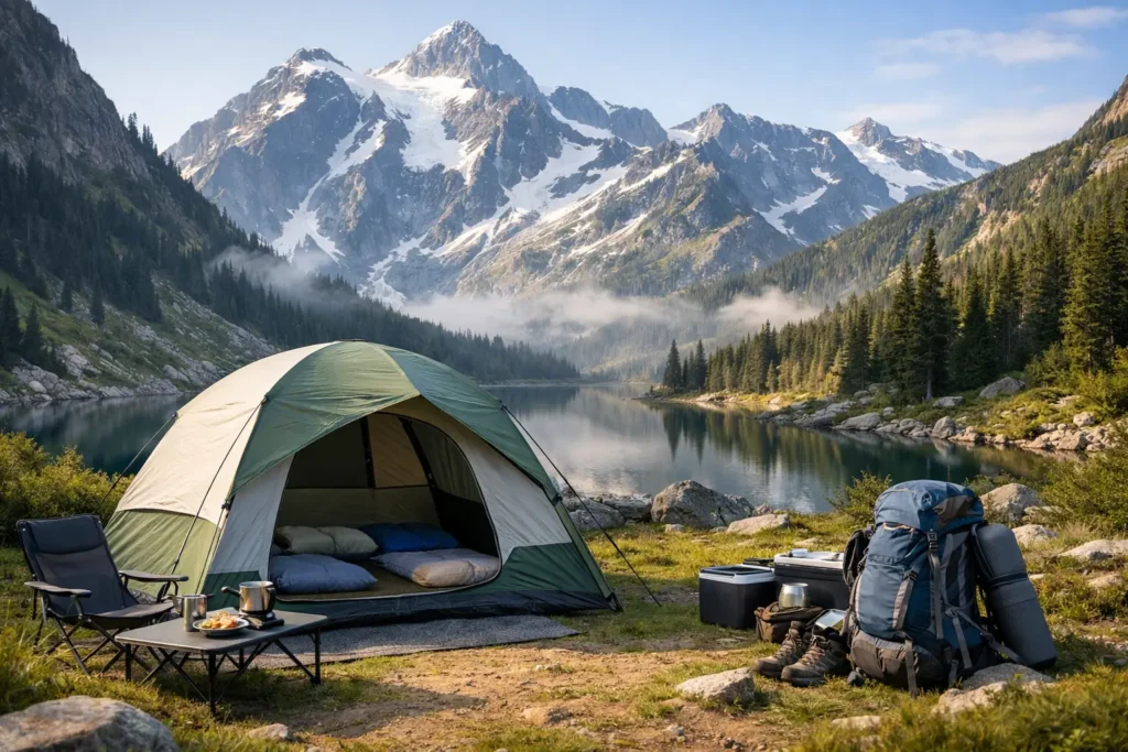 Camping limpio y cómodo en montaña de verdad